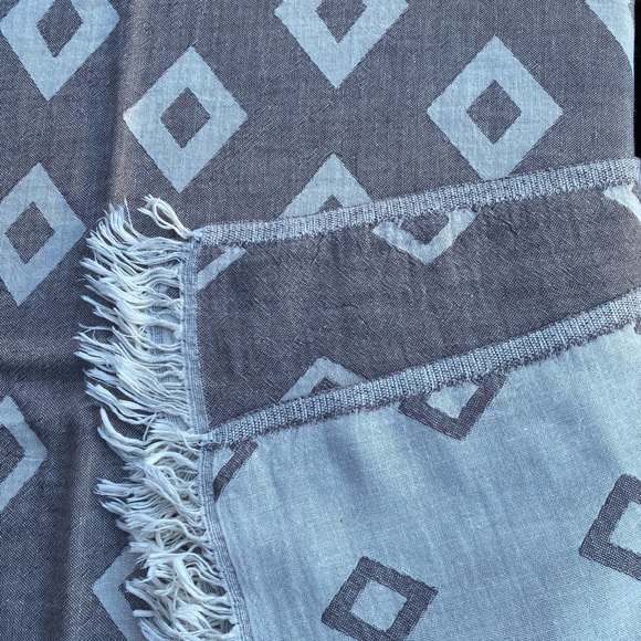 Other - Turkish Cotton Geo Pattern Blanket/Throw, Latte